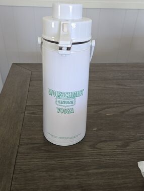 Vintage Wolfschmidt Genuine Vodka airpot thermal beverage dispenser